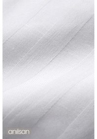 Resim 10'lu Çizgili Saten Yastık Kılıfı 50x70 Cm, 83tel Beyaz 