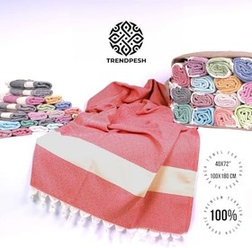 Resim Peştemal%100 Pamuk Banyo Havlusu Türk Hamam Plaj Havlusu (Kırmızı) 
