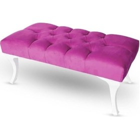 Resim 120 Cm Kapitoneli Ayak Ucu Kapı Önü Antre Bench Puf Mor 