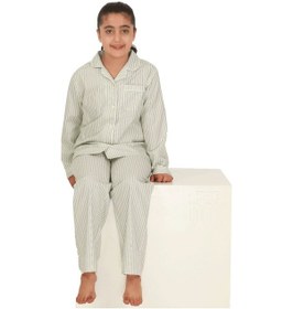 Resim The Don Açık Yeşil Çizgili Desenli Kız Çocuk Pijama Takımı (9-14 