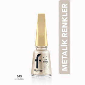 Resim Flormar Star Shine Yoğun Pigmentli ve Metalik Görünümlü Oje 045 Luminious Gold - Gratis 