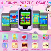 Resim Mega Sepetim Çocuklar İçin Eğitici Telefon Dokunmatik Ekran Çift Kameralı Fenerli Müzik Çalar Oyun Video Mor 