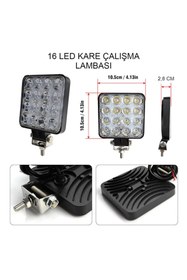Resim OptaPro 4 Adet 16 Led Kare Off Road Araç Iş Makinesi Kamyon Tekne Traktör Projektör Çalışma Ve Sis Lambası 