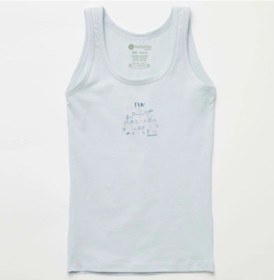 Resim Natuline Organik Atlet Likralı Fun Cat 2li Açık Mavi - Ekru-10999 Mavi 