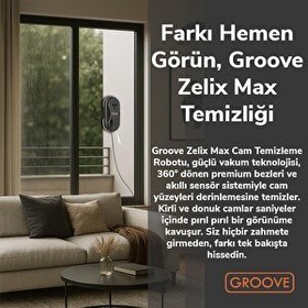Resim Groove Zelix Max Yapay Zeka Destekli Ultra Sessiz Akıllı Sensör Akıllı Cam Temizleme Silme Robotu 