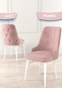 Resim Canisa Concept Araz Serisi, 1.sınıf Babyface Ithal Kumaş Sandalye , Pembe Sandalye, Beyaz Gürgen Ayak 