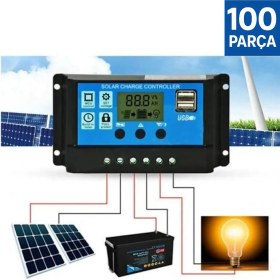Resim 100'LÜ Paket Güneş Paneli Akü Şarj Kontrol Cihazı 10 AMPER-12V 24V 