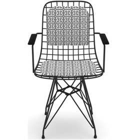 Resim Knsz kafes tel sandalyesi 1 li mazlum syhtalen kolçaklı sırt minderli ofis cafe bahçe mutfak 