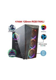 Resim Nif Bilişim 4 Adet Rgb Işıklı Fanlı Oyuncu Gamer Bilgisayar Kasası Temper Camlı Psu Hariç 