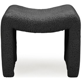 Resim Tokyo Peluş Oval Puf Siyah Siyah 