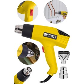 Resim PremiumPort GT-3000 Watt 2 Kademeli Çelik Isı Tabancası, Profesyonel Sıcak Hava Üfleme 