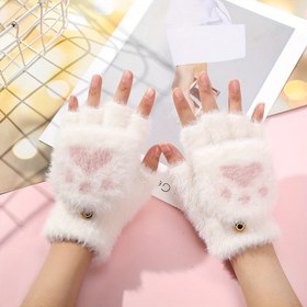Resim Sevimli Kedi Pençesi Ayı Pençesi Peluş Eldivenler, Akrilik Örgü Kalınlaştırılmış Kış Eldivenleri, Sadece Elde Yıkama, Sonbahar/Kış Sezonu - 1 Çift 