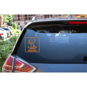 Resim Turuncu Sticker Arabada Bebek Var Cam Sticker 15x15 Cm 