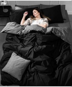 Resim Plain Siyah Antrasit Ranforce Pamuklu Çift Kişilik Nevresim Takımı Antrasit - Siyah 