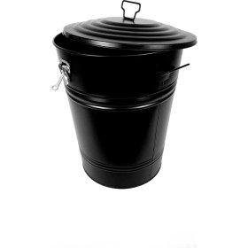 Resim Siyah Metal Kilitli Saklama ve Çöp Kutusu, Güçlü ve Şık Tasarım 