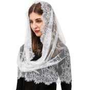 Resim Kadınlar için Zarif Vintage Esintili Dantel Mantilya Duvağı - Yumuşak Polyester Karışımı, Karmaşık Çiçek Deseni, Latin Ayinleri, Düğünler ve Resmi Etkinlikler İçin İdeal, Düğün Aksesuarı | Vintage Dantel Duvağı | Zamansız Sofistike, Kutsal Hafta Şalı 