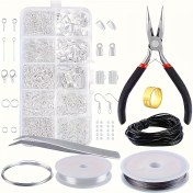 Resim 900 Parça Pliers ile Takı Yapım Seti - DIY Boncuk İşleme Seti, Kolye Küpe Yapım Malzemeleri, Bulgular ve Onarım Aletleri ile Yetişkin Yeni Başlayanlar Seti 