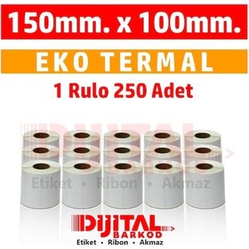 Resim Termal Etiket 150X100 Barkod Etiketi /1 Rulo 250 Adet-15X10.10X15 1 Rulo 250 Adet 