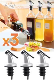 Resim wisemhome 3'lü Kapaklı Şişe Ucu Servis Aparatı Damlalık Yağdanlık Tıpa Tapa Mantar Yağdanlık Tıpası Kapağı 