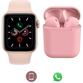 Resim BgTechnology Iphone 8 Uyumlu Kolay Kurulumlu Yeni Nesil Watch 6 Series Akıllı Saat + I12 Bluetooth Kulaklık 