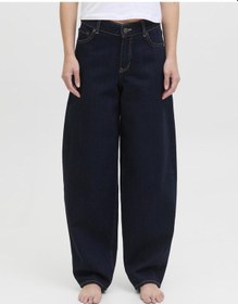 Resim Jack & Jones Kadin Barrel Fit %100 Pamuk Jean - Fuji - 12287824 Dark Blue Denim 