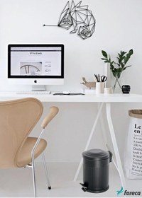 Resim Foreca Vintage 2 Li Çöp Kovası Banyo Seti Çizgili Siyah 