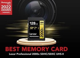 Resim Lexar Professional 2000x SD Kart 128 GB, SDXC UHS-II Hafıza Kartı, 300 MB/sn'ye Kadar Okuma, 260 MB/sn Yazma, Sınıf 10, U3, V90 SDXC Kart DSLR için, Full-HD Sinema Kalitesinde 8K Video Kameralar 