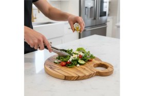 Resim Feyza Design 22 cm Zeytin Ağacı Kesme ve Sunum Tahtası, Şık ve Kullanışlı Doğrama Tahtası 