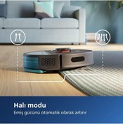 Resim Philips 4000Pa Ultra Yüksek Emiş Güçlü 3ü 1 Arada Islak Kuru ve Moplu Premium Robot Süpürge, HEPA Filtreli 