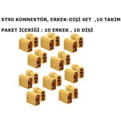 Resim Xt90 Konnektör,erkek-dişi Set, 10 Takım 10 Erkek Ve 10 Dişi 