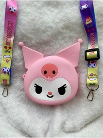 Resim shop Kız Çocuk Sanrio Kuromi Figürlü Çıkartılabilir Ayarlanabilir Askı Silikon Pembe Çapraz Çanta Cüzdan 