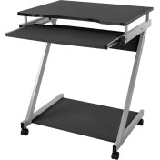 Resim Çalışma Masası, 2'si Frenli Toplam 4 Tekerlekli Bilgisayar Masası, Pc Masası, Pürüzsüz Klavye Çekmecesi, Kolay Montaj, Yerden Tasarruflu Z-Şekilli Pc Masası, Siyah, LCD811B 