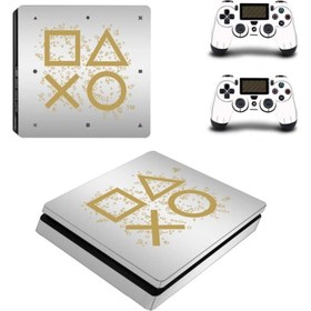 Resim Mat Gri Arkaplan Ve Kol Düğmeleri Playstation 4 Slim Kasa Sticker 