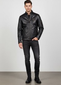 Resim Toskana Design Siyah Kolu Cepli Erkek Deri Ceket | 200-4046 - L / Siyah 
