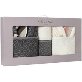 Resim Güvenal Hayal 12 Parça Kutulu Jakarlı Bornoz Takımı Bornoz Havlu & Havlu Seti Banyo Çeyiz Seti 4 Çok Renkli 