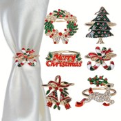 Resim 6 Adet Festive Metal Peçete Halkaları Seti - Altın Noel Temalı Masa Süsleri, Tatil Peçete Tutucuları, Yemek, Yıl Dönümü, Doğum Günü, Paskalya, Cadılar Bayramı, Şükran Günü, Parti Masa Ayarı - Elektrik Yok, Tüysüz 