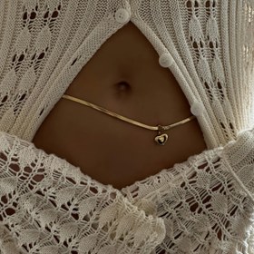 Resim Kalp Kolyeli Şık Boho-Chic Altın Alaşım Vücut Zinciri - Vintage Esintili Seksi Bel Aksesuarı, Günlük Kullanım & Hediye İçin İdeal, Çok Yönlü Müzik Festivali Moda Takısı 