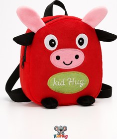 Resim KidHug Kırmızı Nakışlı Keçeli İnek Desenli Yumuşak Peluş Anaokulu - Kreş Çantası 0-8 Yaş Çocuk Okul Öncesi 