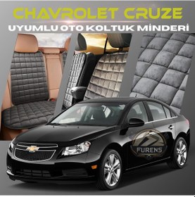 Resim Chevrolet Antrasit Tay Tüyü Cepli & Terletmez Sırtlı Oto Koltuk Minder Seti - Koruma Kılıfı Ön & Arka Set 