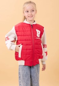 Resim Kız Çocuk İçi Peluşlu Kapitone Kolej Ceket - Kırmızı / 9-10 Yaş 