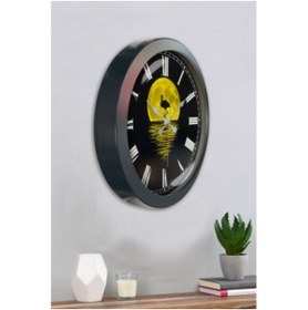 Resim Bahat Salon Ofis Duvar Saati Gri Metal Çerçeve 36 Cm 