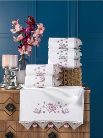 Resim Durul Kadife Lüks Nakışlı Gipürlü Çeyizlik Mutfak Havlusu 6'lı 30 x 50 