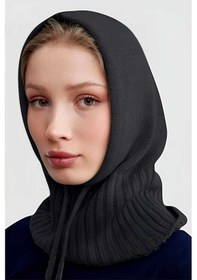 Resim Uniquetrenders Balaclava Fitilli Triko Örgü Bere Başlık Antrasit 