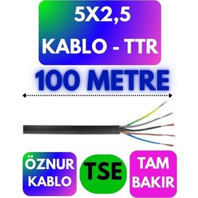 Resim Öznur 5x2,5 Ttr Kablo Siyah Metre Seçenekli - 100 Metre 