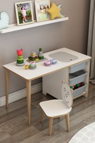 Resim moniev Çocuk Çalışma Masası Oyun Ve Etkinlik Masası Yaz Sil Masa Sandalyeli 