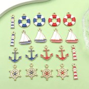 Resim 20 Adet Karışık Moda Emaye Denizcilik Serisi Charm Çapa Yelkenli Metal Kolye DIY Bileklik Kolye Küpe Takı Yapımı El Sanatları Malzemeleri Aksesuarları 