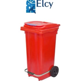 Resim Elcy 120 Lt Kırmızı Metal Pedallı Çöp Konteyneri (Isıya Dayanıklı) 