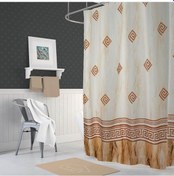 Resim Banyo Perdesi 2 x110 x 200 Çift Kanat Duş Perdesi Halkalı Duşakabin Perdesi 4860 