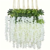 Resim 12 Demet Yüksek Simülasyon Beyaz Menekşe Çiçeği Salkımı Seti Dış Mekan Yapay Çiçekler Veranda, Düğün Kemer Parti Dekorasyonu, Bahçe için Uygun, Düğünler, Nişanlar İçin Mükemmel İç ve Dış Mekan Asılı Bahçe Ev Dekoru İlkbahar ve Yaz Gerçekçi Asılı Çiçek Sarmaşığı 