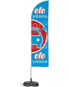Resim Oto Yıkama V2 Temalı Yelken Bayrak Takımı Mavi Kırmızı 2 Adet 